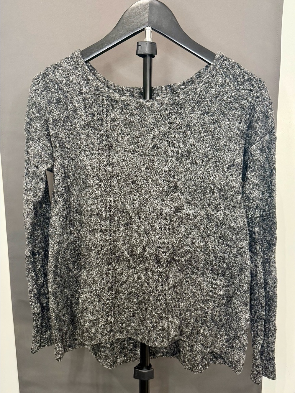American Eagle Outfitters Marled Black and White Crew Neck Sweater